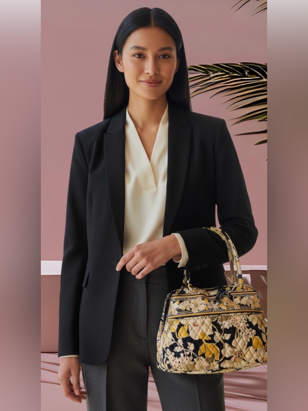 Vera Bradley Black, yellow flowery bag